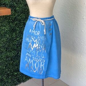 “Amor” Skirt, Made in Italy, Bright Blue NWOT